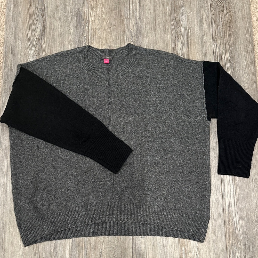 Vince Camuto Charcoal and Ebony Crewneck Sweater